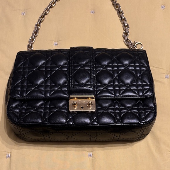 Black Quilted Leather Chain Bag - Picture 1 of 5